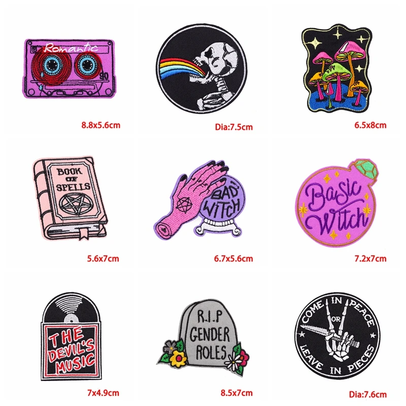 5PCS/lots Punk Embroidery Patch DIY Cartoon Outdoor Mushroom Iron On Patches For Clothing Thermoadhesive Patch On Clothes Decor