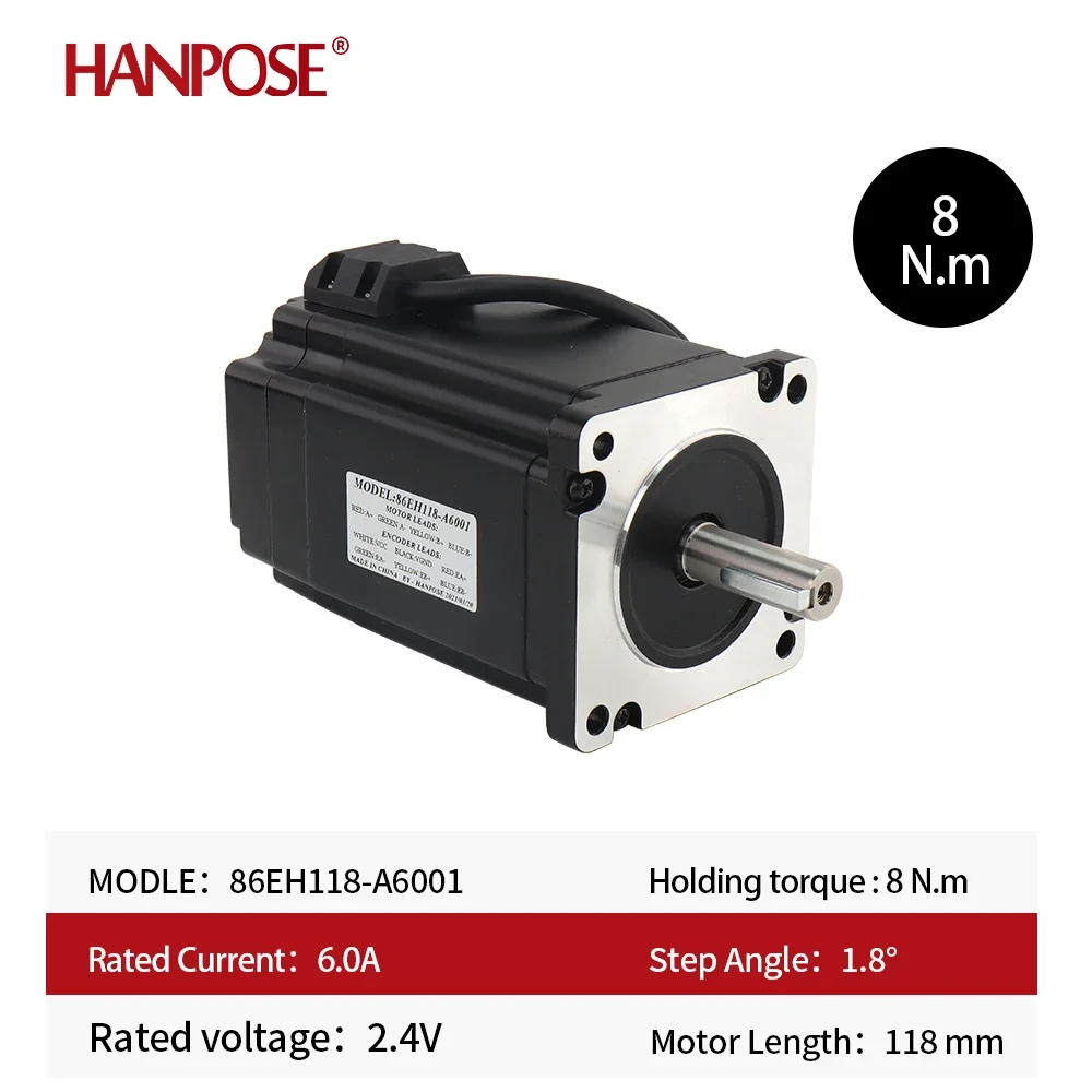 Closed Loop Step-servo motor NEMA34 86EH118 6.0A 8N.M and CL86 Servo Driver for CNC milling machine cnc stepper motor kit