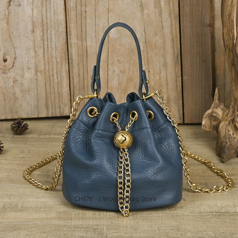 

Designer style soft leather bag, versatile for all seasons, top layer cowhide handbag, single shoulder bucket bag
