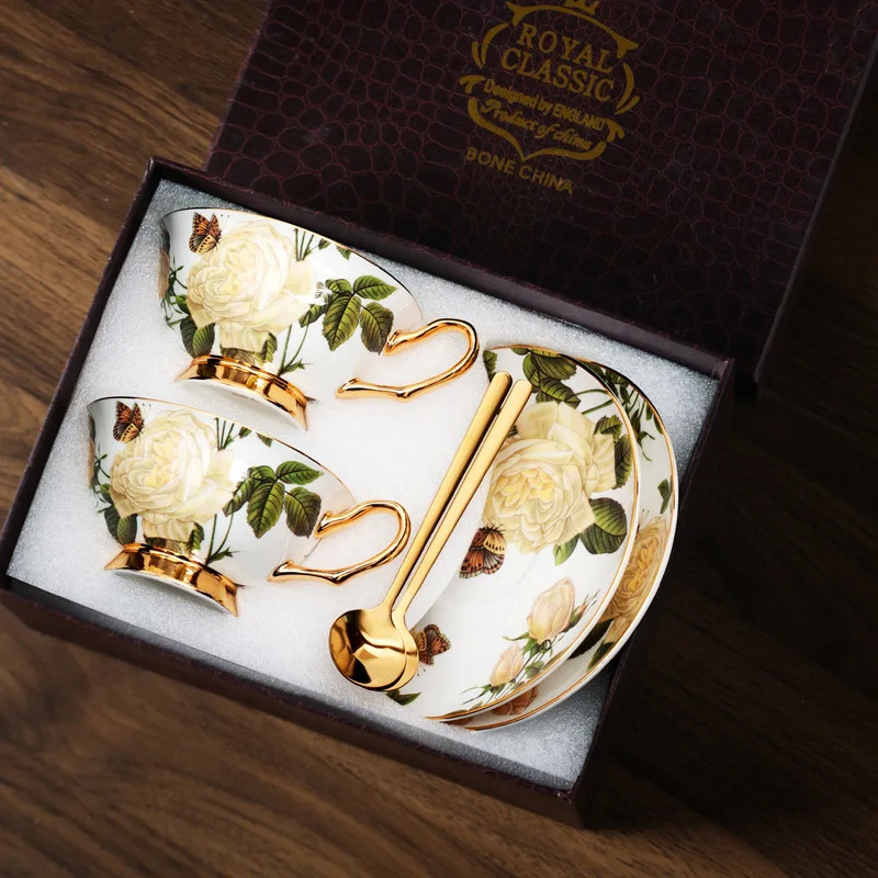 

Ceramic coffee cup, high-end exquisite bone china cup and saucer set, gift box, high-value afternoon tea set, gift.