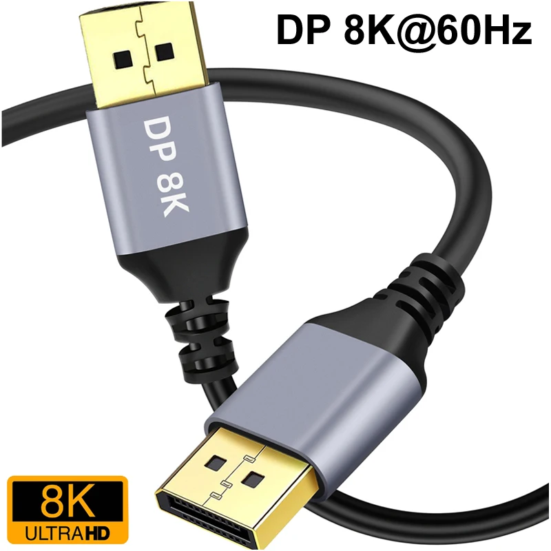 0.5m/1m/1.5m/2m/3m/5m Nylon DisplayPort Thin Cord DP1.4 8K@60Hz 4K@144Hz 4K@144Hz 32Gbps Video Audio Cable for Laptop Desktop PC