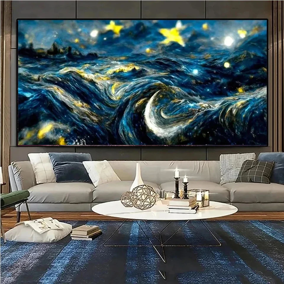 Abstract Ocean Waves Van Gogh Starry Night Diy Diamond Painting Cross Stitch Kit Embroidery 5D Full Diamond Mosaic Home Decor