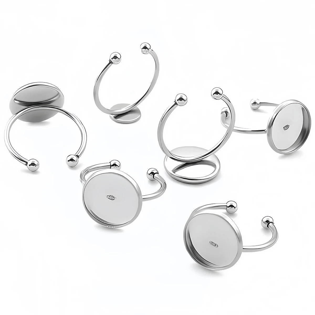 5/10 Stück 6-20mm Edelstahl Verstellbare Ringfassungen Leere Basis Glas-Cabochon-Knöpfe Fassungen Kameo DIY Schmuckherstellung – Detail 4