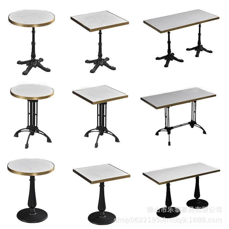 

French outdoor tables and chairs rock slab stainless steel hemming table milk tea shop negotiation small round table cafe marble