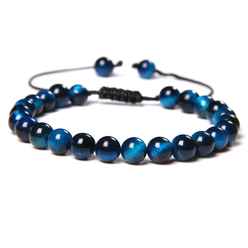 Blue Tiger Eye 6MM Beads Braided Bracelet Natural Stone Buddha Bracelets For Women Men Health Protection Meditation Jewelry