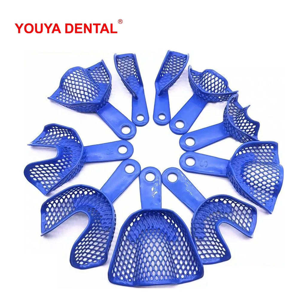 10pcs/Set Dental Impression Trays Denture Model Plastic-Steel Teeth Tray Holder Dentistry Oral Hygiene Materials Dentist Tools