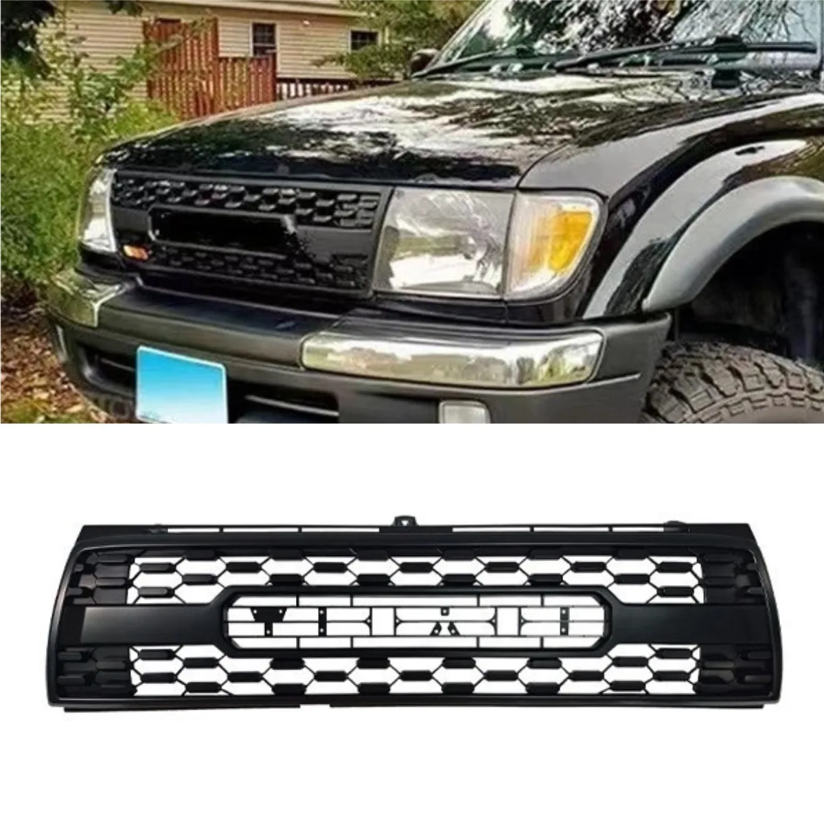 For Toyota Tacoma 1997-2000 Car Bumper Grill Decorative Cover Trim Racing Grille Body Kit Front Bumper Grill Exterior Part