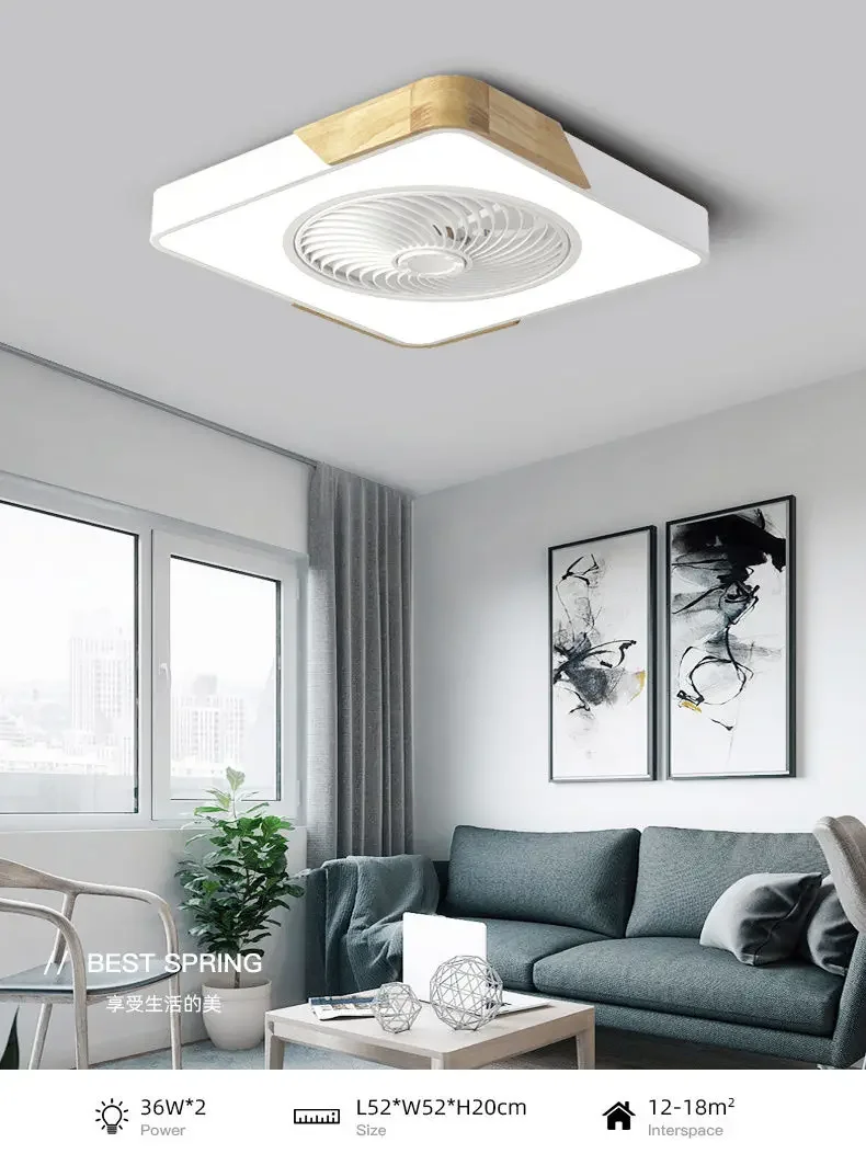 52CM Ceiling Fan Light Lamp 220V Remote Control Fans Bedroom Dining Room Wood Ceiling Fan With Lights