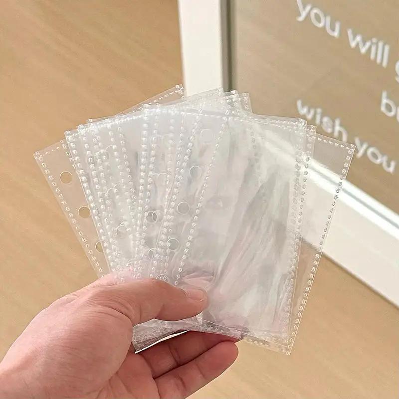 10Pcs M5 Glitter 5-Holes Mini Loose Leaf Refill Pages Double Sided Storage Inserts for Binder Photocard Sticker Collection Album
