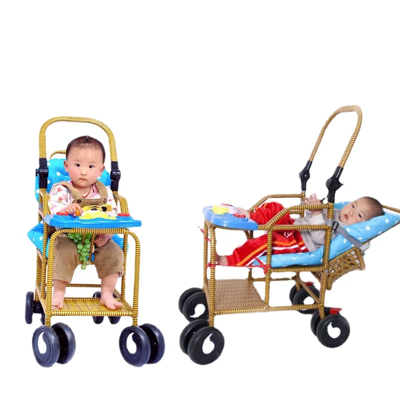 

Baby Bamboo Rattan Stroller Summer Light Folding Rattan Children's Baby Rattan Chair Can Sit Lie Imitation Bamboo