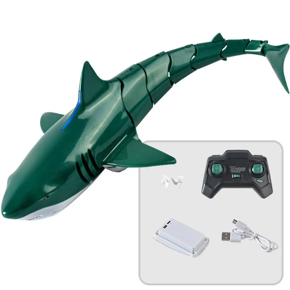 2.4g Remote Control Shark Boat With Led Light Long Endurance Summer Water Toys For Boys Birthday Gifts