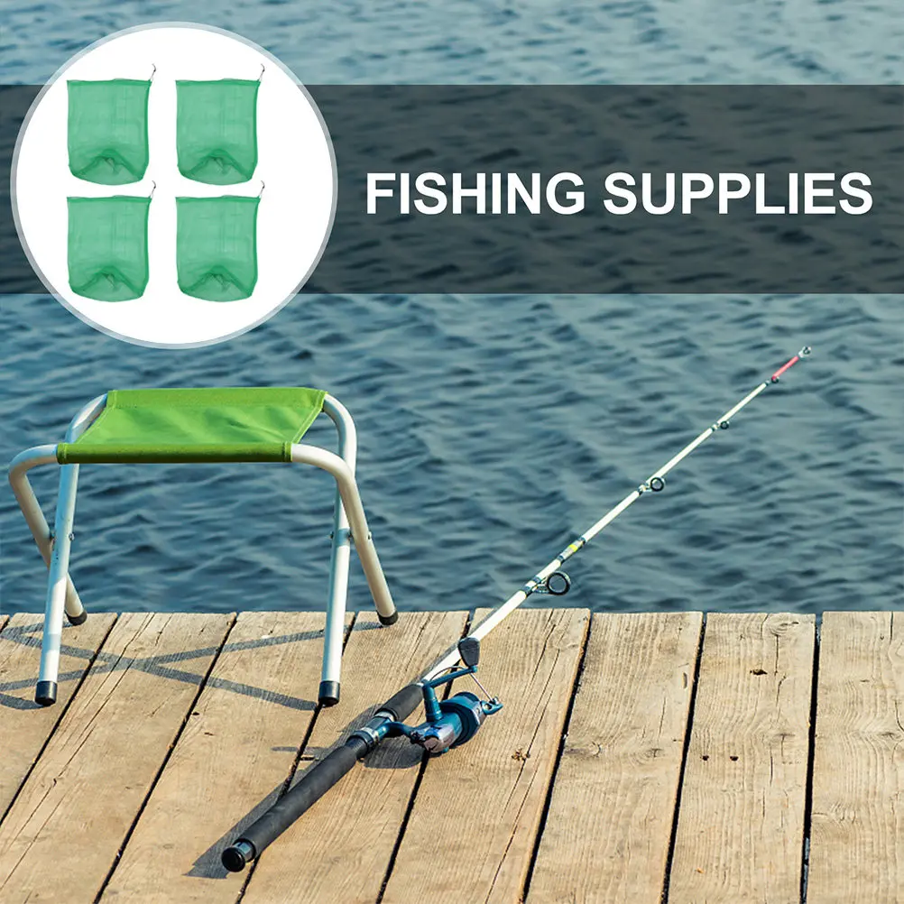 

Набор из 4 портативных легких нейлоновых сетчатых мешков для рыбалки на шнурке, для хранения и сбора рыбы, для дайвинга, большой вместимости, компактные, легко моются