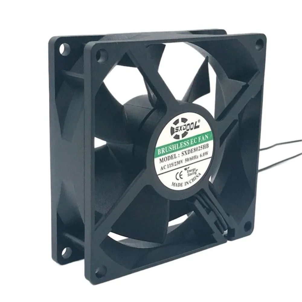 EC Fan SXDOOL SXDE8025HB Brushless Axial 80x80x25mm 110V 230V 6W 3000RPM 36.5CFM for HVAC, Server, Industrial Applications
