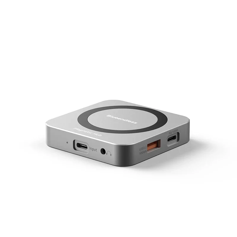 

2025 9 в 1 USB-C USB C Магнитный многофункциональный адаптер-концентратор с USB 3.2 4K 60 Гц HDTV 100 Вт PD Audio SD/TF M.2 NVME SSD Enclosure