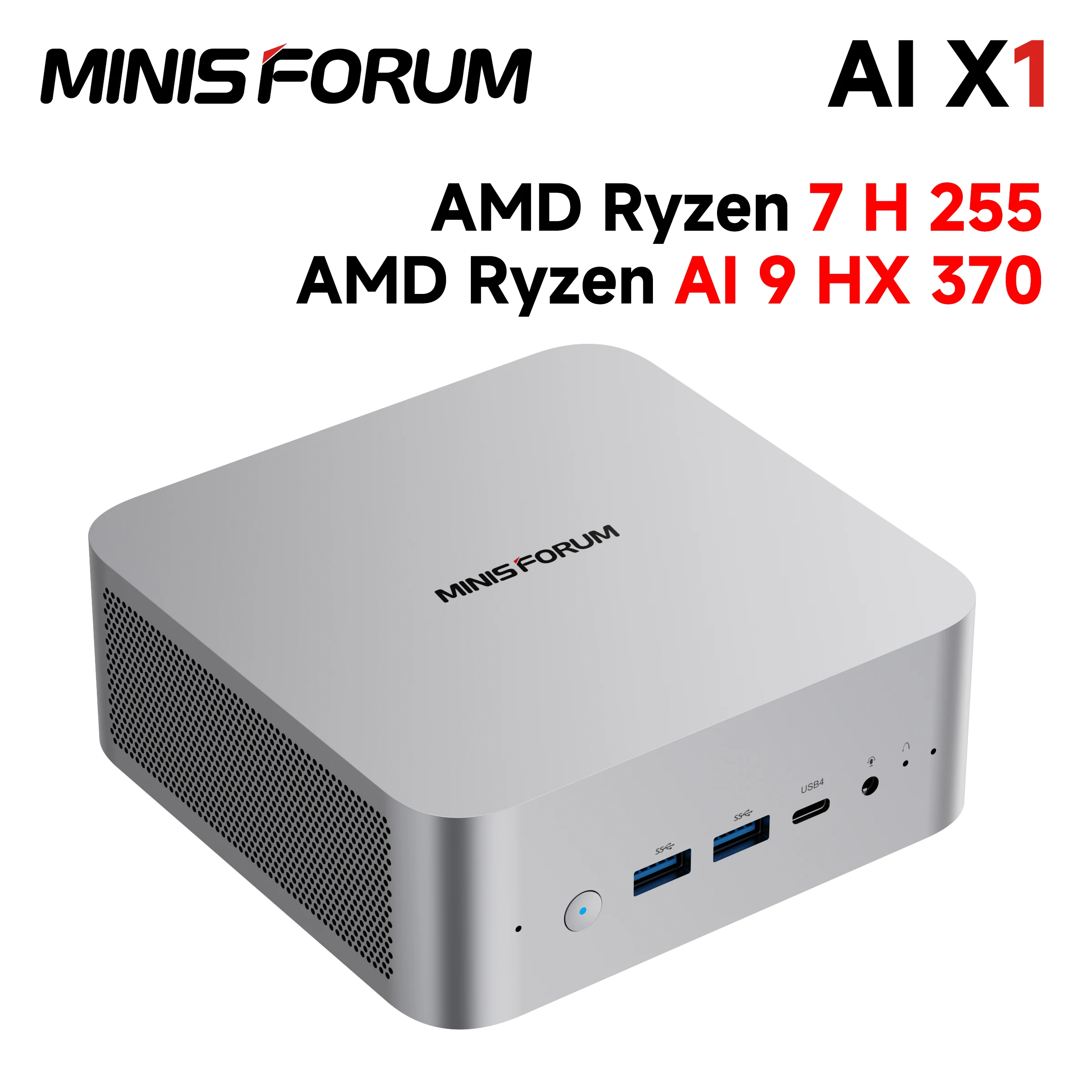 MINISFORUM AI X1 Мини-ПК AMD Ryzen AI 9 HX 370/R7 255 Двухканальный DDR5 5600 МГц Встроенные двойные динамики WiFi7 BT5.4 OCulink USB4