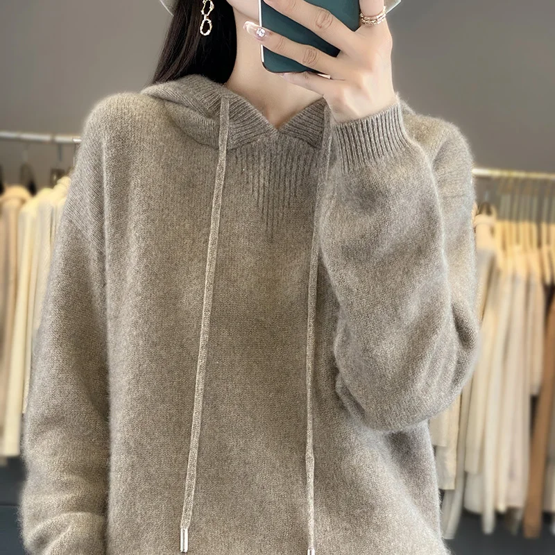 Autumn/Winter new Women's sweater 100% Merino cashmere round neck jumper Fashion solid color warm base knit shirt