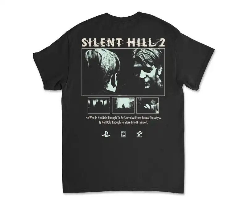 

Silent Hill 2 Black T-Shirt Tee Horror Survival Retro Gaming Konami