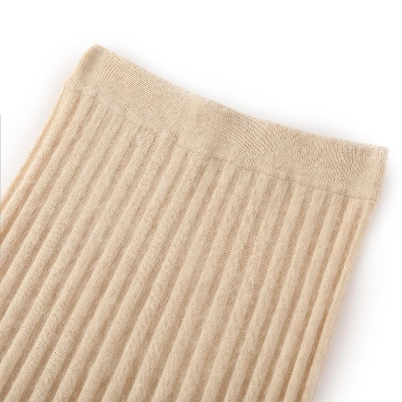 100 % reiner Nerz-Kaschmir-Strick-Halbrock, hohe Taille, schwingende lange Röcke, modischer, vielseitiger A-Rock, High-End-Regenschirmrock JJ172