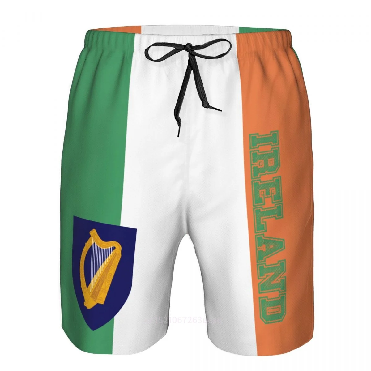 2025 الصيف البوليستر أيرلندا علم الدولة ثلاثية الأبعاد مطبوعة الرجال مجلس السراويل جيب الشاطئ تشغيل سراويل صيفية
