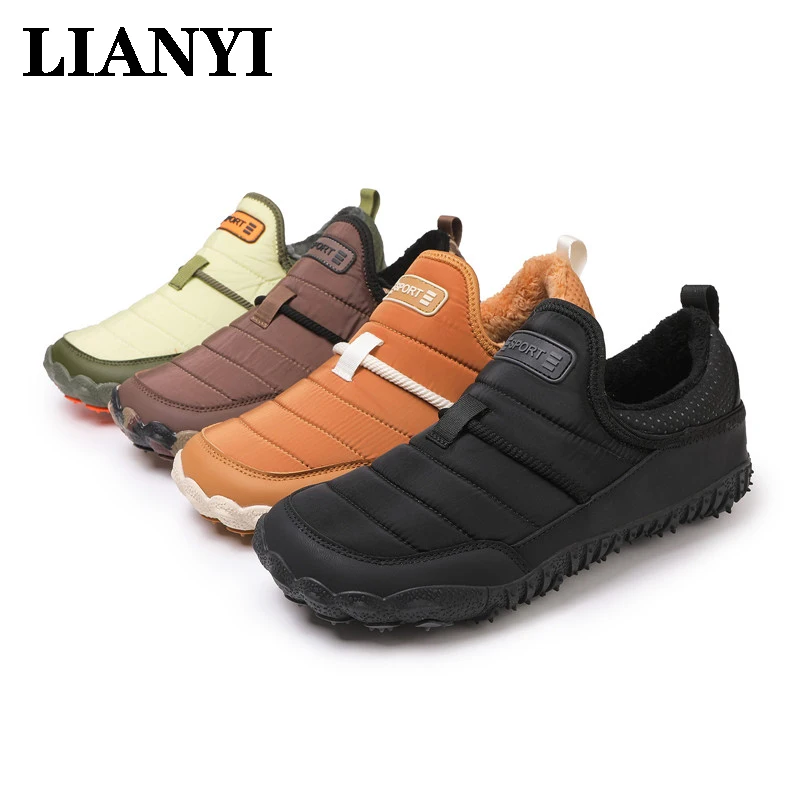 

LianYi 2025 New Men's Snow Boots Waterproof barefoot wide-toe design warm lining suitable for cold weather outdoor hiking shoes