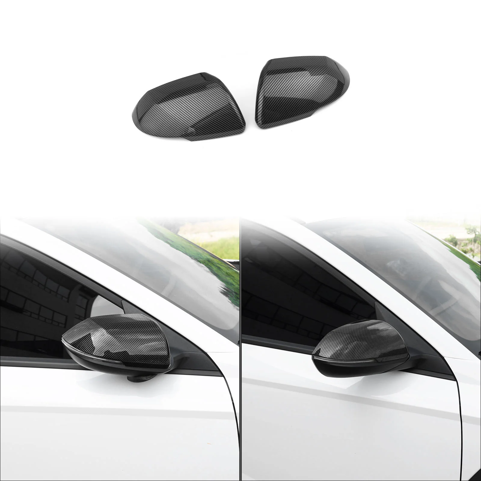 

Carbon Fiber Style Rearview Mirror Cover House Caps For Hyundai Kona 2024 2025 Exterior Accessories
