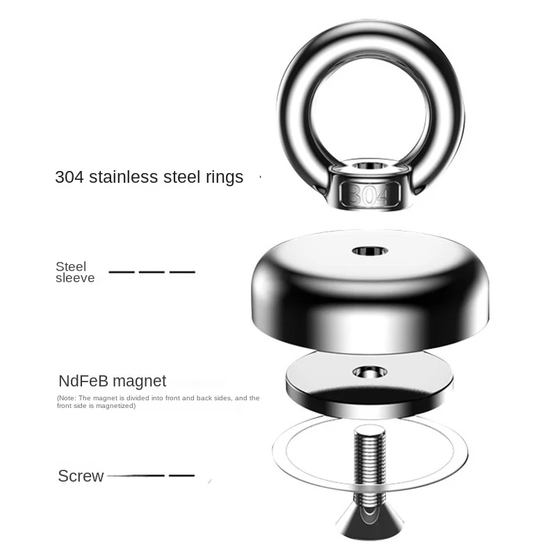 釣り用マグネット、牽引力900ポンド以上 強力なネオジム磁石 高耐久、アイボルト付きレアアース磁石、直径3.54インチ