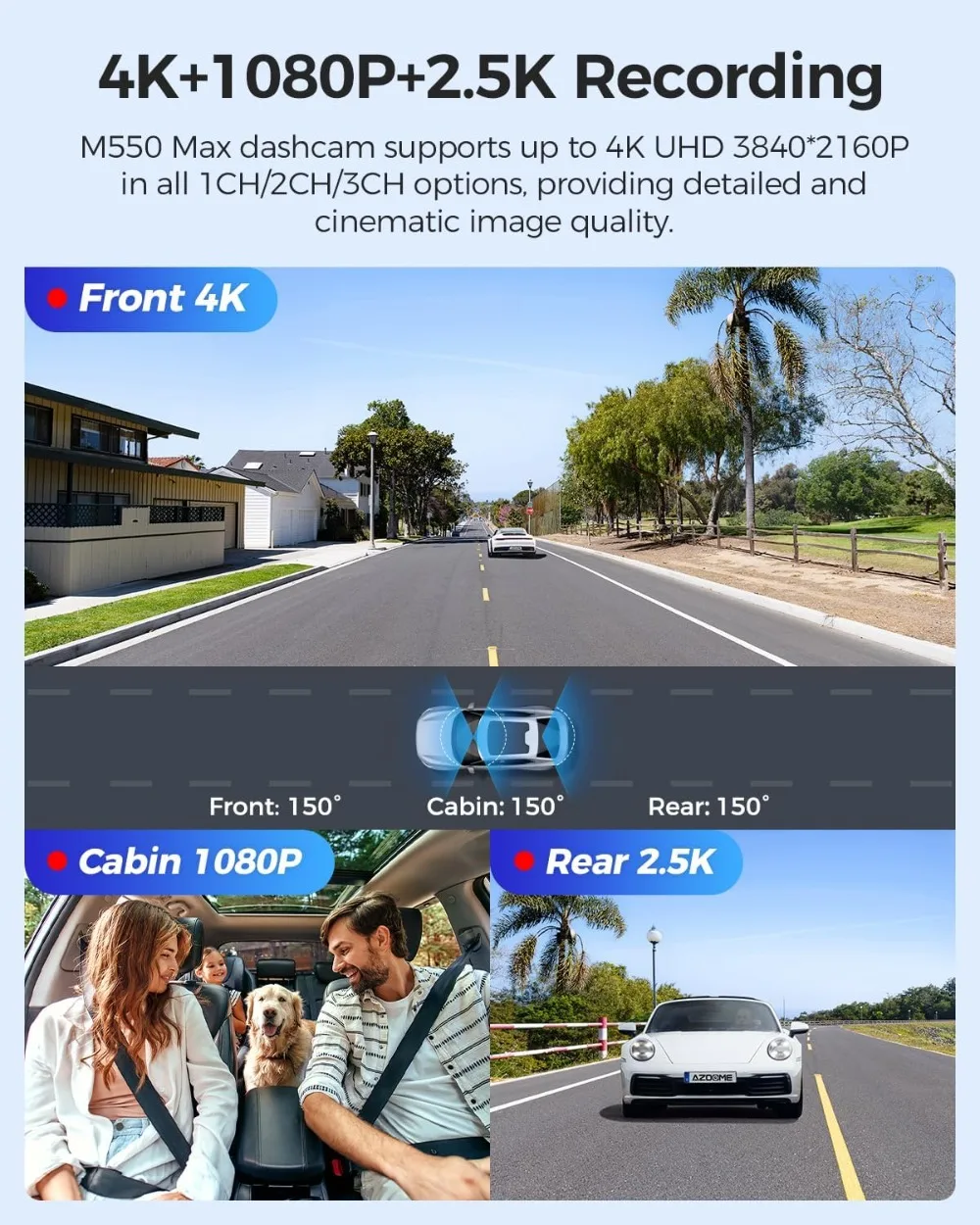 4K+2.5K+1080P Triple Dash Cam, Dual STARVIS 2, WiFi GPS, 64GB Included, IR Night Vision, Parking Mode view 3