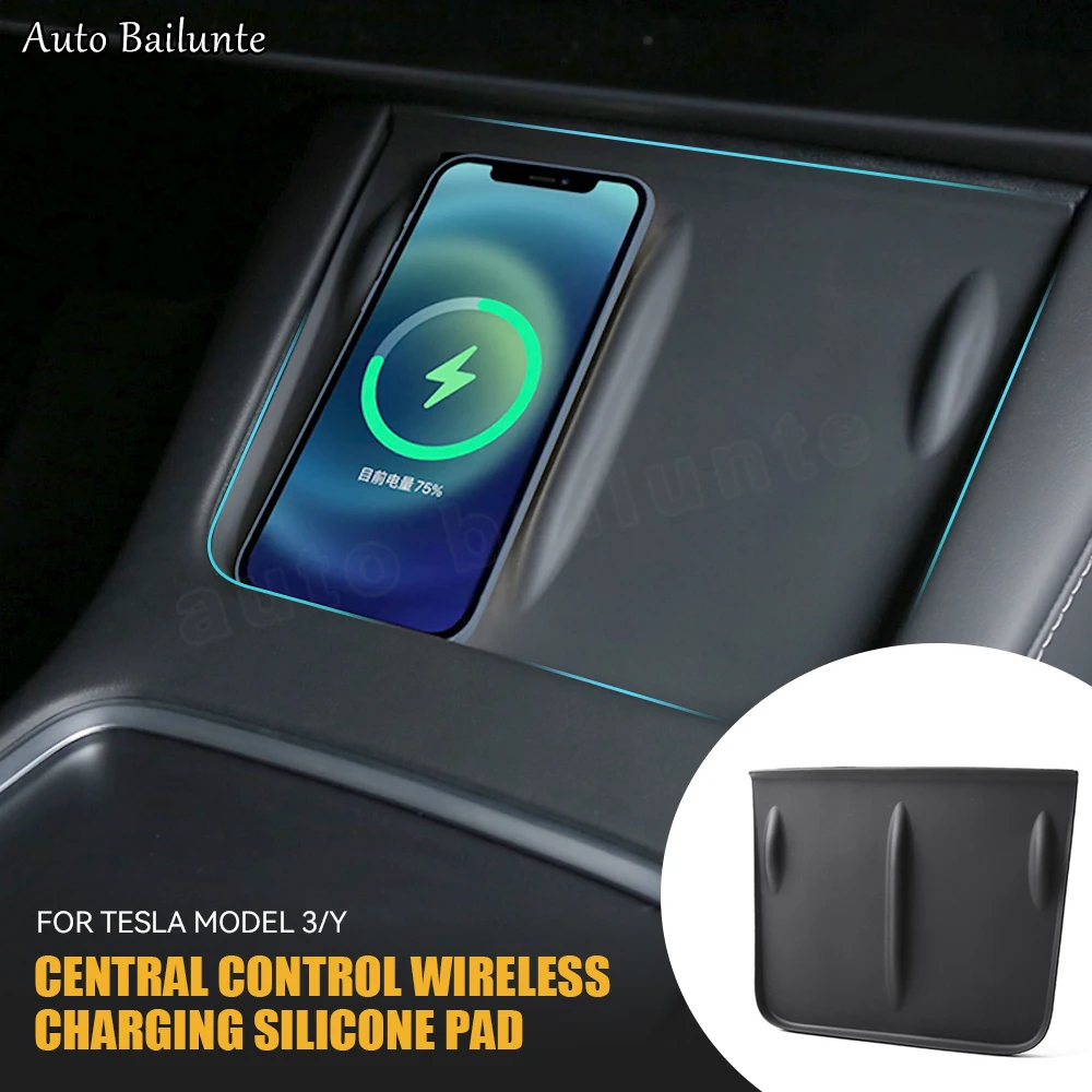 

For Tesla Model 3 Model Y 2022 Non-slip Mat Auto Phone Wireless Charging Pad Model3 Silicone Anti-skid Pad Car Accessories