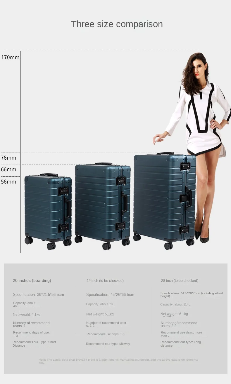 New Suitcase Aluminum Magnesium Alloy Luggage Universal Wheel Trolley Case Password Boarding Suitcase Cabin Size 20 inch