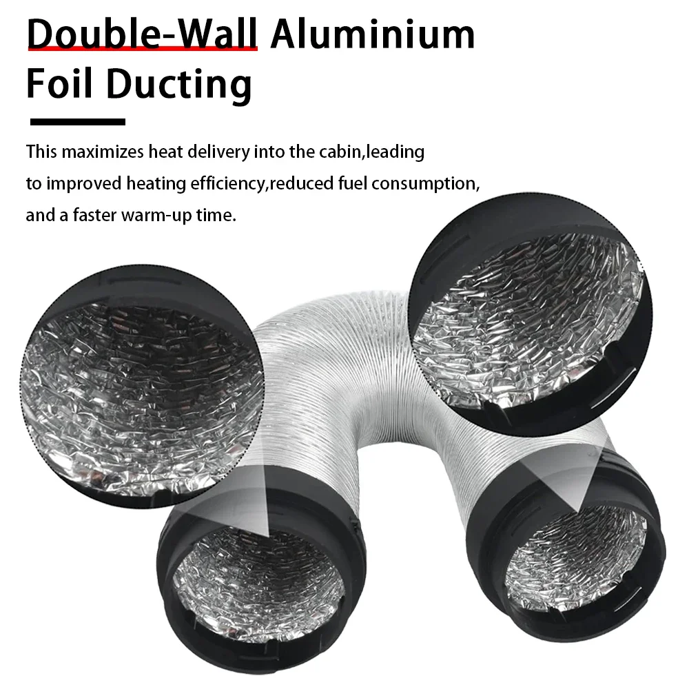 Flexible Car Heater Duct 65mm/80mm Easy Install Full Heat Distribution Vehicle Vent Air Duct Hose for Cars