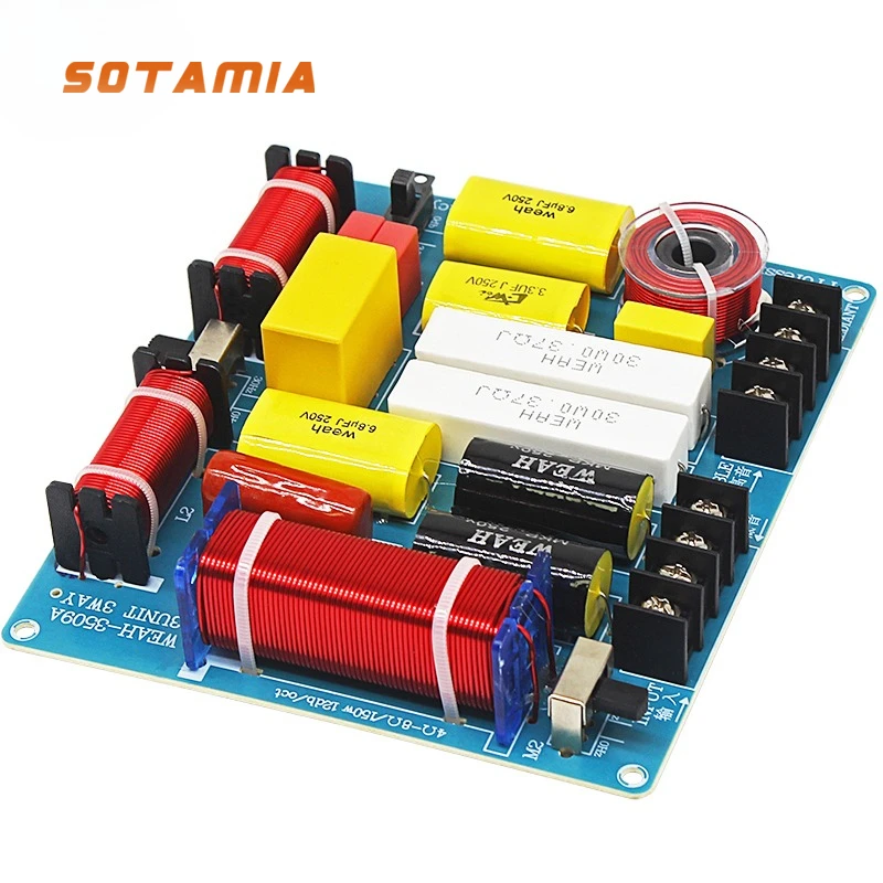 

SOTAMIA 350W 3 Way Speaker Crossover Tweeter Midrange Subwoofer Filter Audio Box Sound Splitter Frequency Divider Adjustable