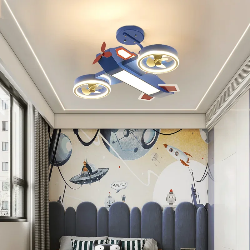 American airplane lights, children's room ceiling lights, eye protection, boys' room lights, creative atmospheric fans, living r