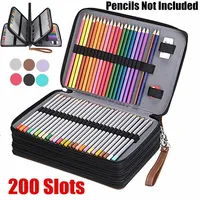 200 Slot Portable Colored Pencil Case Holder Waterproof Large Capacity PU Leather Pencil Bag Box For Student Gifts Art Supplies