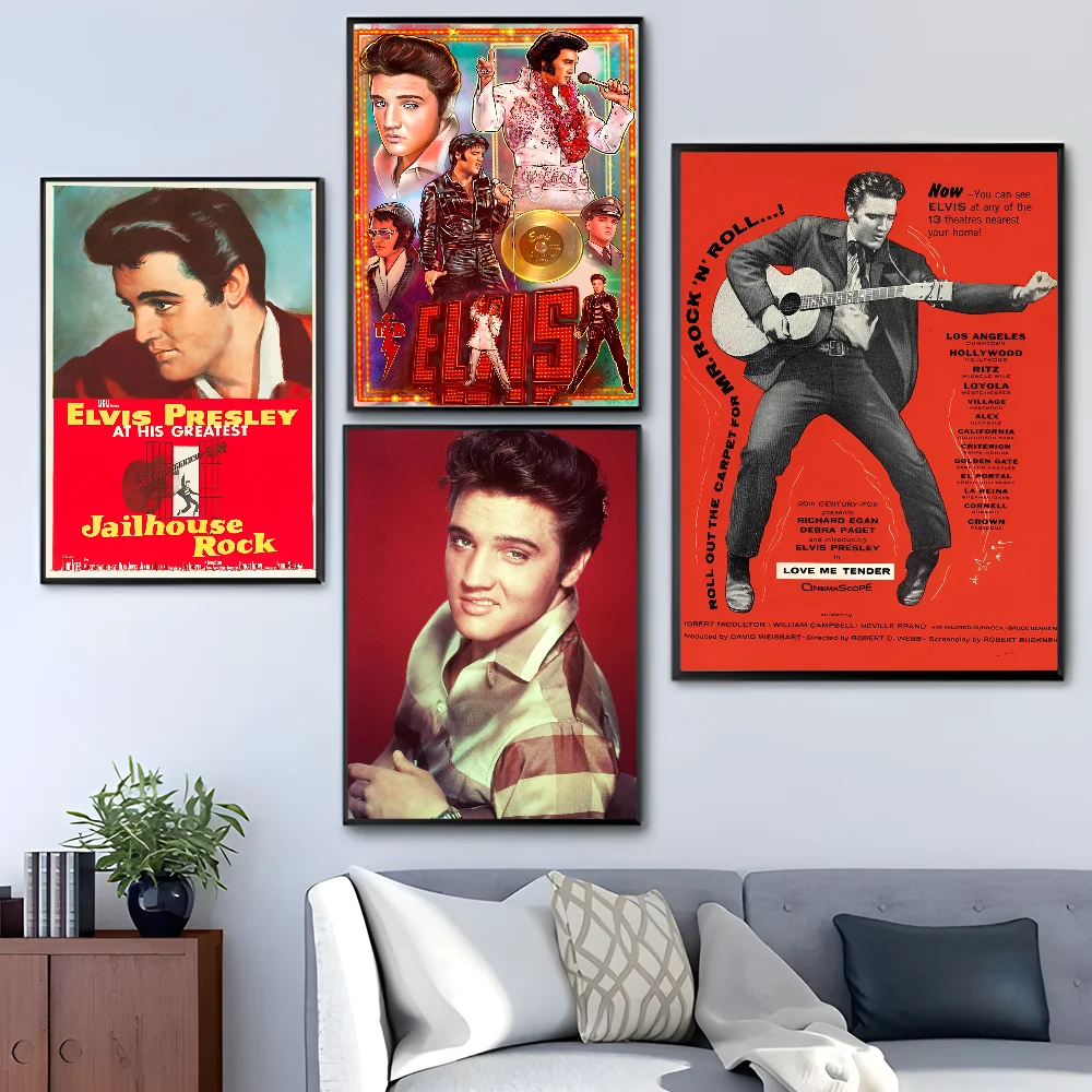 Elvis P-Presley Anime Posters Sticky HD Quality Wall Art Retro Posters for Home Kawaii Room Decor