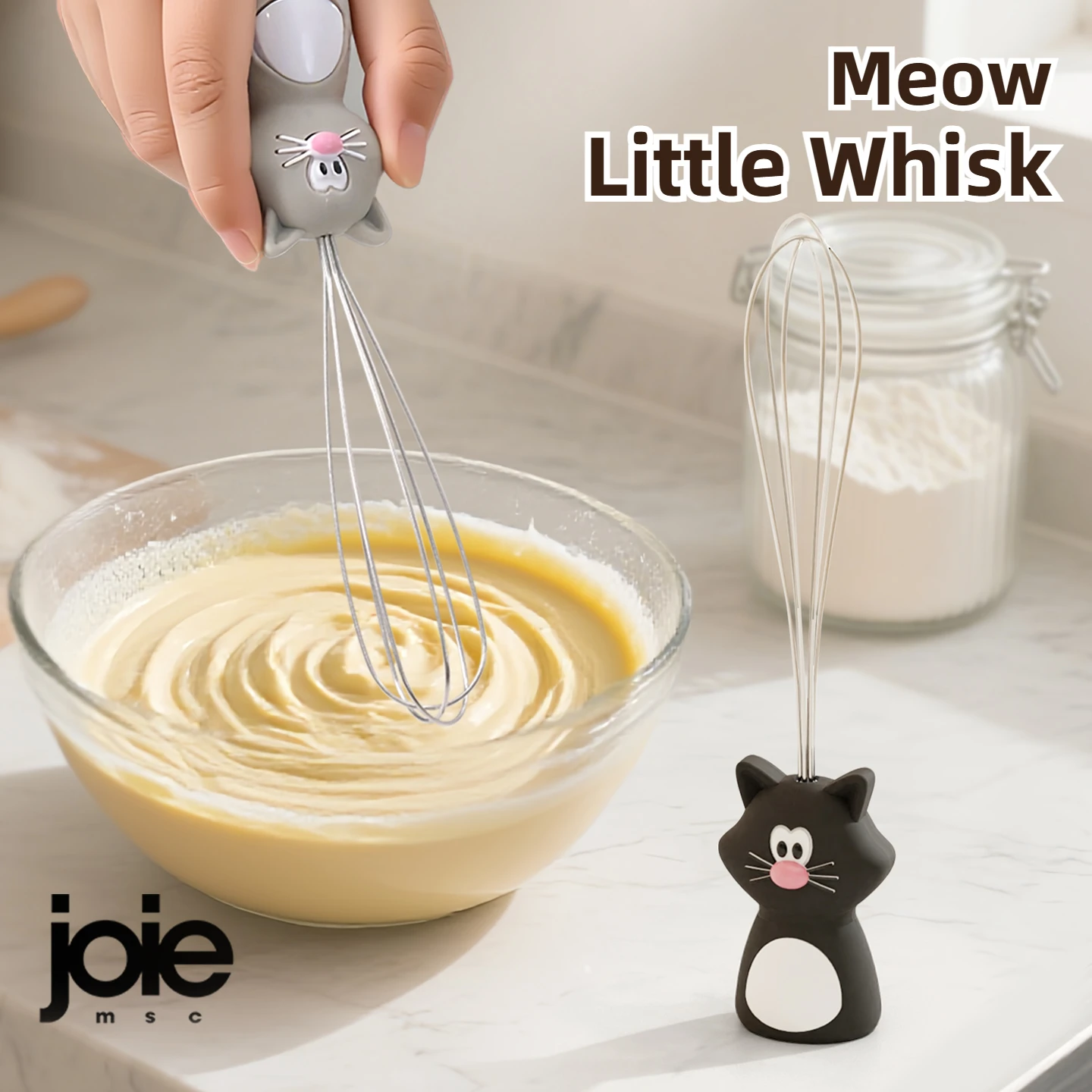 Joie fouet créatif fils d'acier inoxydable poignée en Silicone Mini fouet batteur à oeufs mélange d'oeufs ustensile de cuisson crème beurre fouet