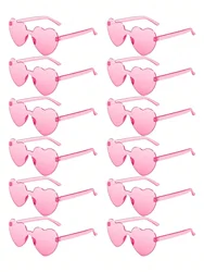 Multi Pairs Heart Shaped Sunglasses Candy Color Rimless Fun Heart Sunglasses for Women Men Party Favors Heart Glasses