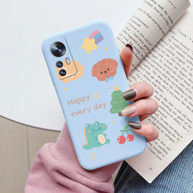 Flower Phone Case For Xiaom 12 5G 12X 12S 12 Lite Funda Cute Heart Cartoon Owl Xiaomi 12 X Mi12 Lite Matte Soft TPU Back Cover