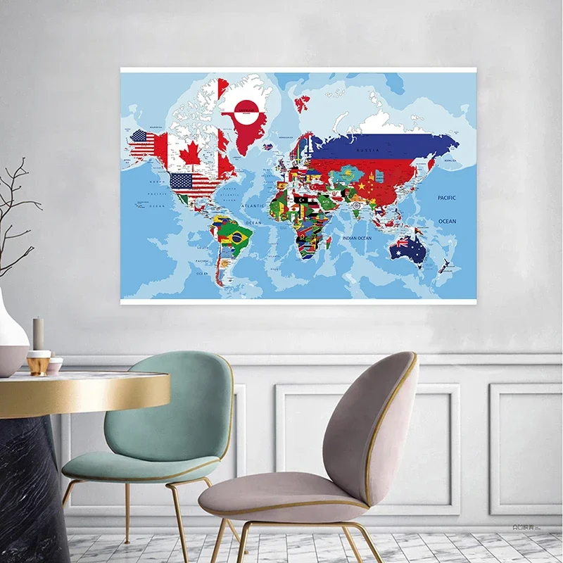 O mapa do mundo 150*90cm arte posters não-tecido pintura em tela parede impressões decorativas escritório casa decoração sala de aula suprimentos