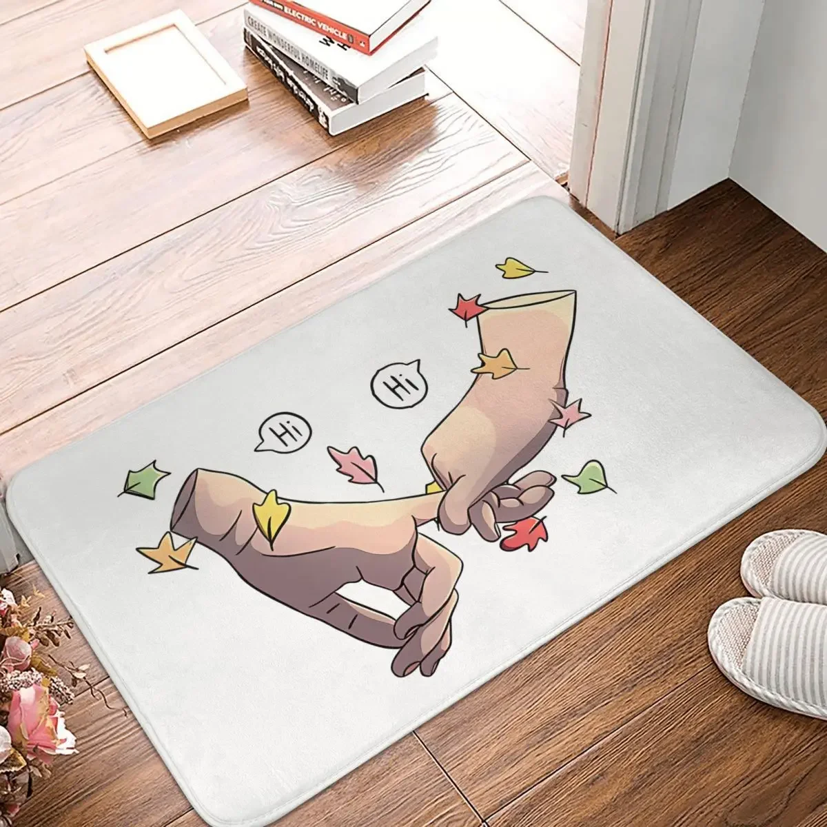 Kit Connor Heartstopper Non-slip Rug Doormat Bath Mat Hands With Leaves And Speechbubble Balcony Carpet Home Decorative