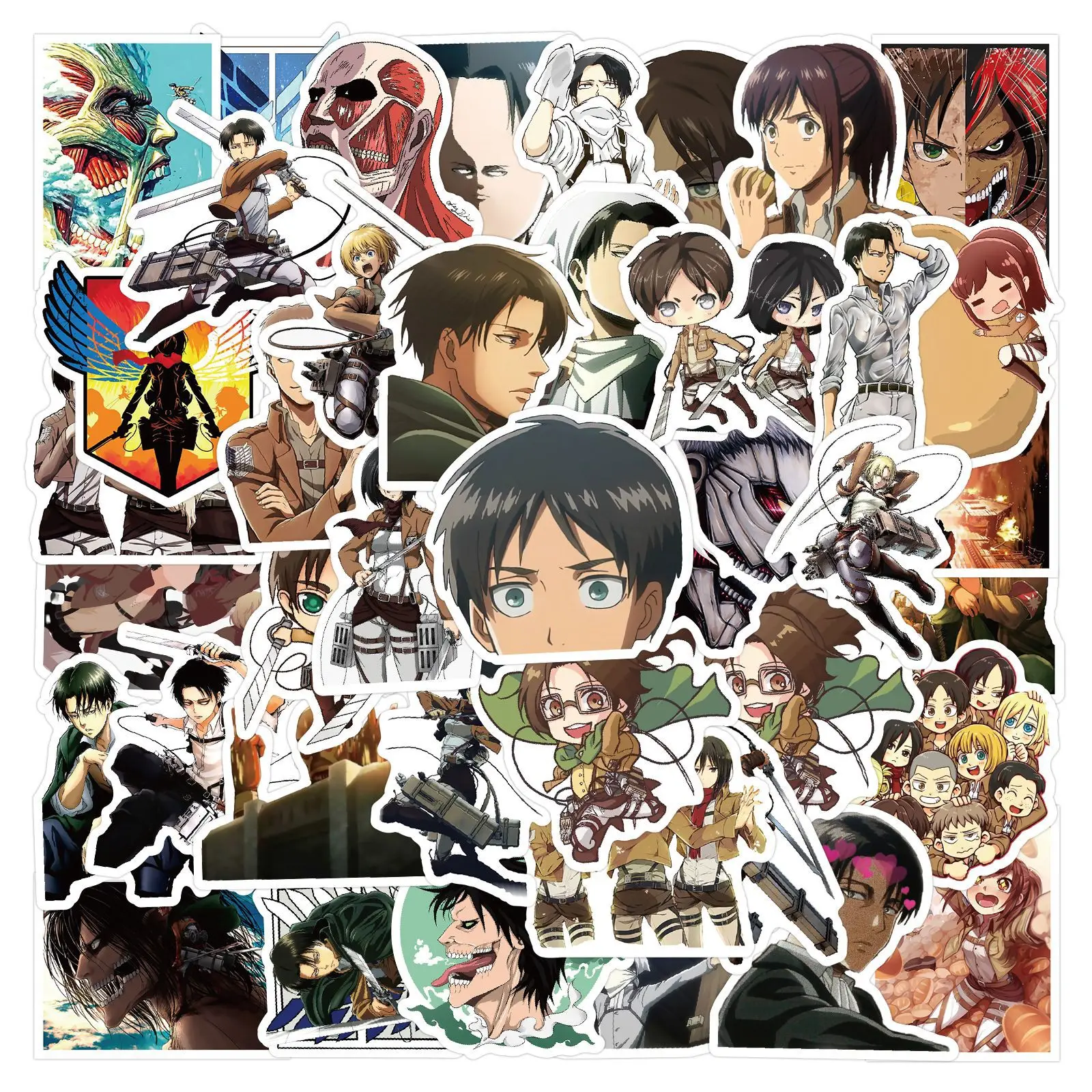 50Pcs Attack on Titan Stickers DIY Stickers Scrapbooking Phone Luggage Skateboard Waterproof Decals