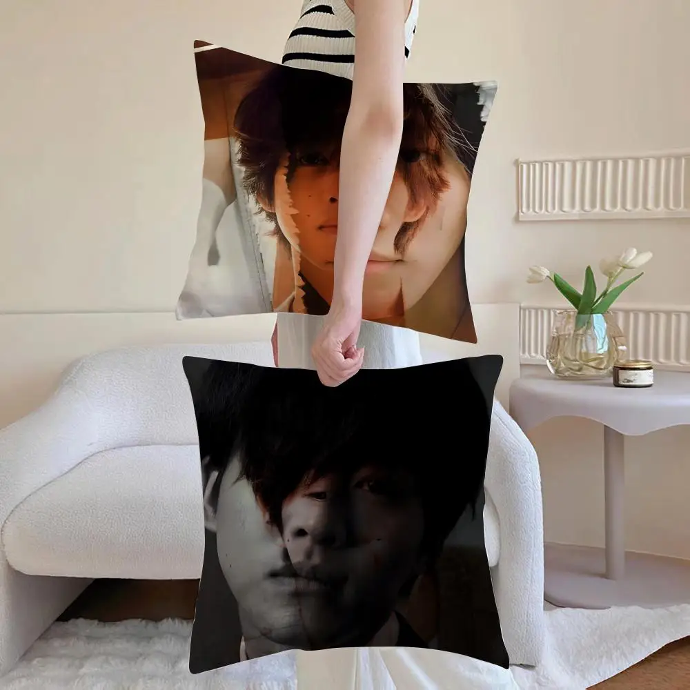Tori Matsuzaka Actor Cushion Cover Anti-dustmite Pillowcase Invisible zipper silky short plush Sofa cushion cover