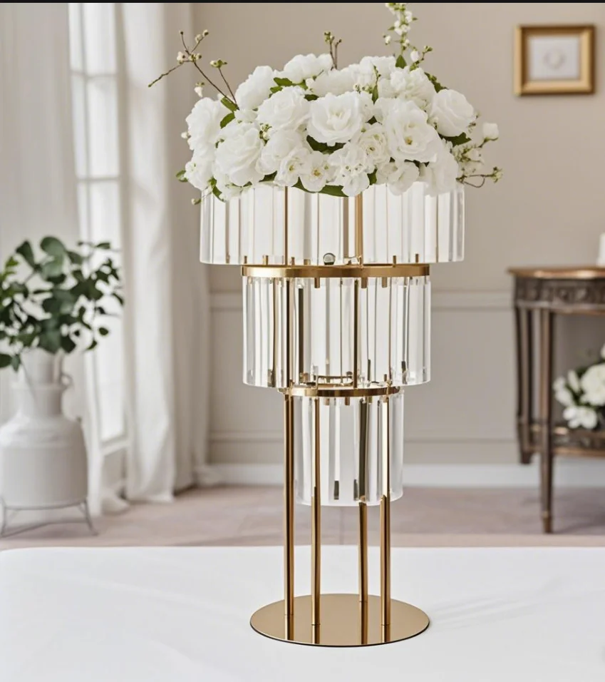 

2pcs/4pcs/5pcs/6pcs/10pcs Golden Acrylic Wedding Flower Stand -4th Floor Wedding Flower Stand Center Piece