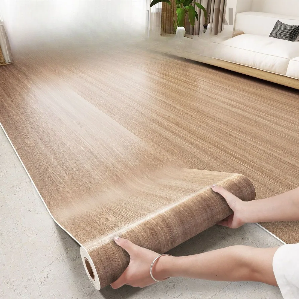 Thickened 3D Self-adhesive Wood Grain Wall Stickers Living Room Bedroom Decoration Floor Stickers Home Decor Floor Wallpaper