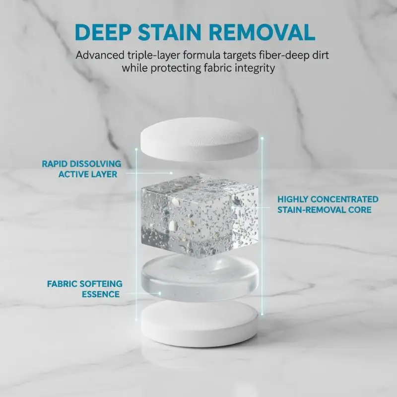 ZLinKJ Effervescent cleaning tablets for clothes: Cleans stains and oil stains, softens fabric, and has a pleasant fragrance.