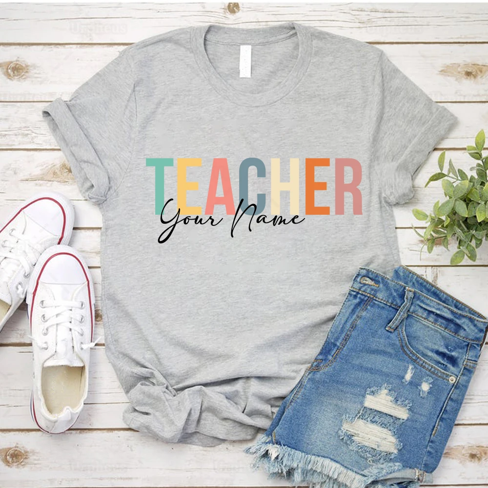 Custom Teacher Shirts Personalized School Tshirt Customized Name Teacher's Day Gift