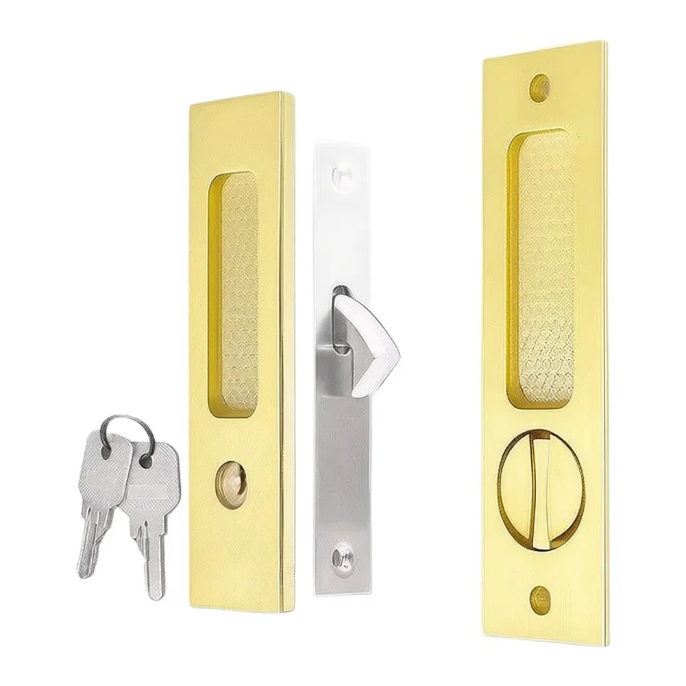 Recessed Square Pocket Lockset Featuring Full Component Kit Including Routing Template Screws and Matching Strike Hardware