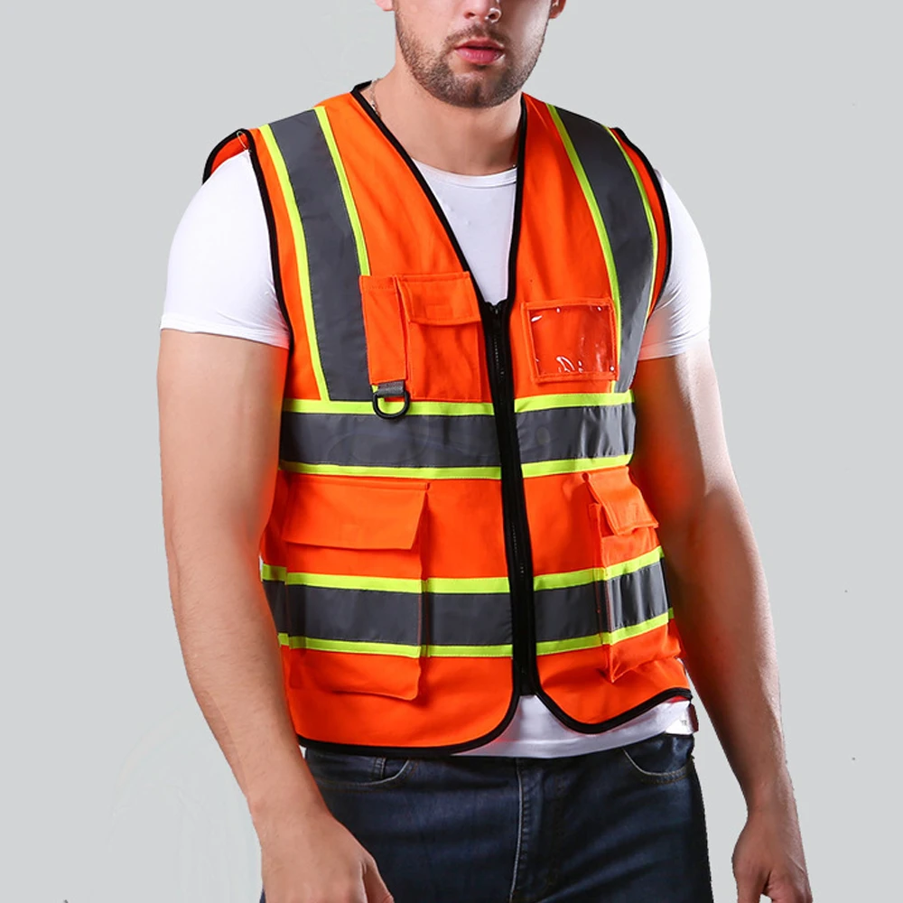 Roupas de trabalho com bolsos e zíper frontal Roupas de trabalho de construção para homens Roupas de trabalho de alta visibilidade