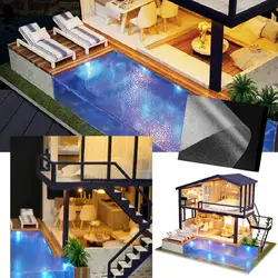 Miniature Doll  Wood Crafts Swimming Pool  House Creative Room Toys for Gift