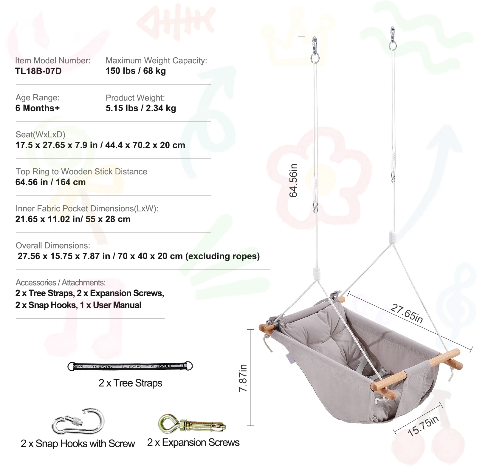 SucceBuy Boomschommel Schotel Schommel 750 lbs Schommelstoel 2 Boomophangriemen Verstelbare meerstrengige touwen Ronde schommel Kinderen Buiten
