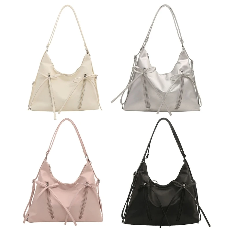 

Stylish Ballet Sweet Bowknot Multi Use Shoulder Bag Large Capacity Zippered Backpack Adjustable Strap Handbag for Women